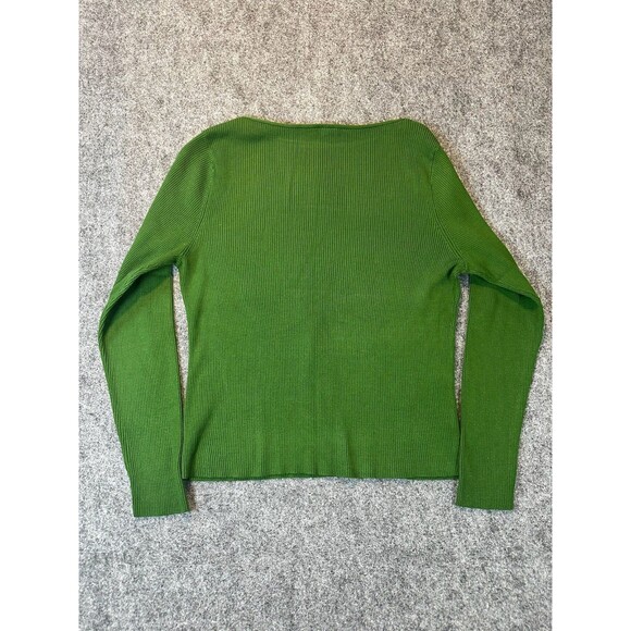 Ann Taylor Ribbed Knit Green Sweater WMNS XL Staple Casual Timeless Everyday Mod - Picture 2 of 8